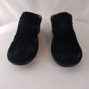 UGG Black Suede Fur Mule